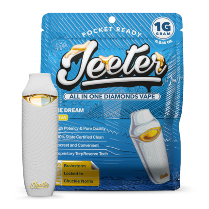 Blue Dream live resin vape by Jeeter crafted with high-quality cannabis extract, delivering potent effects, sweet berry and citrus terpene flavor, and a smooth, flavorful vaping experience.