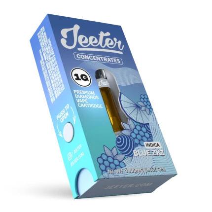 Blue ZKZ vape concentrate featuring sweet fruity terpene flavor, crafted for smooth vapor production and a rich aromatic cannabis profile.