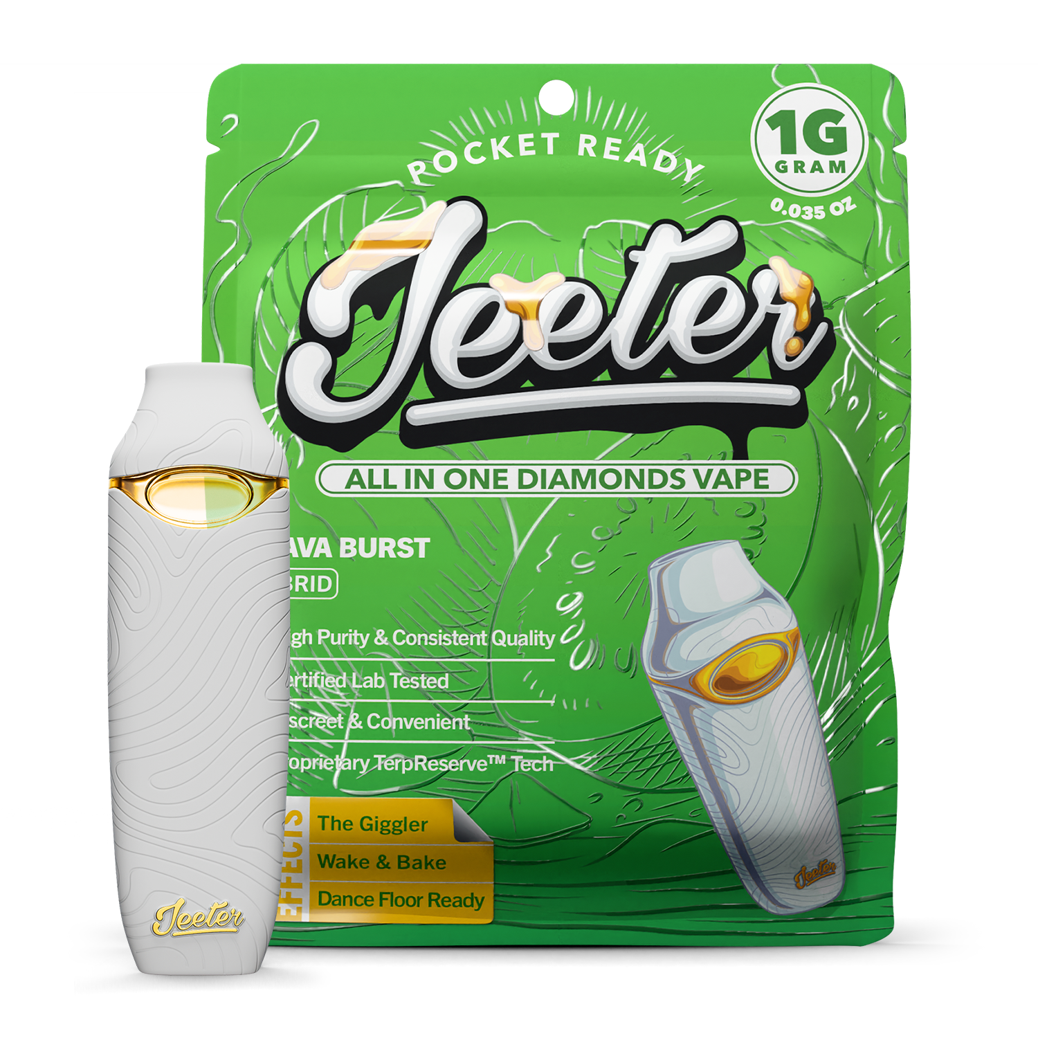 Guava Burst Live Resin Vape by Jeeter – Premium Tropical Cannabis Vape Cartridge Guava Burst live resin vape by Jeeter crafted with high-quality cannabis extract, delivering potent effects, sweet guava and tropical terpene flavor, and a smooth, flavorful vaping experience.