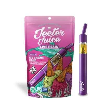 Ice Cream Cake Jeeter Live Rosin solventless cannabis concentrate made from fresh frozen flower, offering high terpene content, creamy dessert-like flavor notes, and strong potent effects.